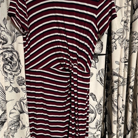Striped Burgundy and White Dress - Picture 1 of 3